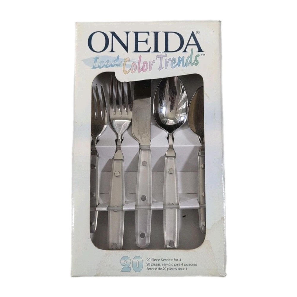 Oneida Color Trends Frost 20 Piece Stainless Flatware Set - Service For 4 - New